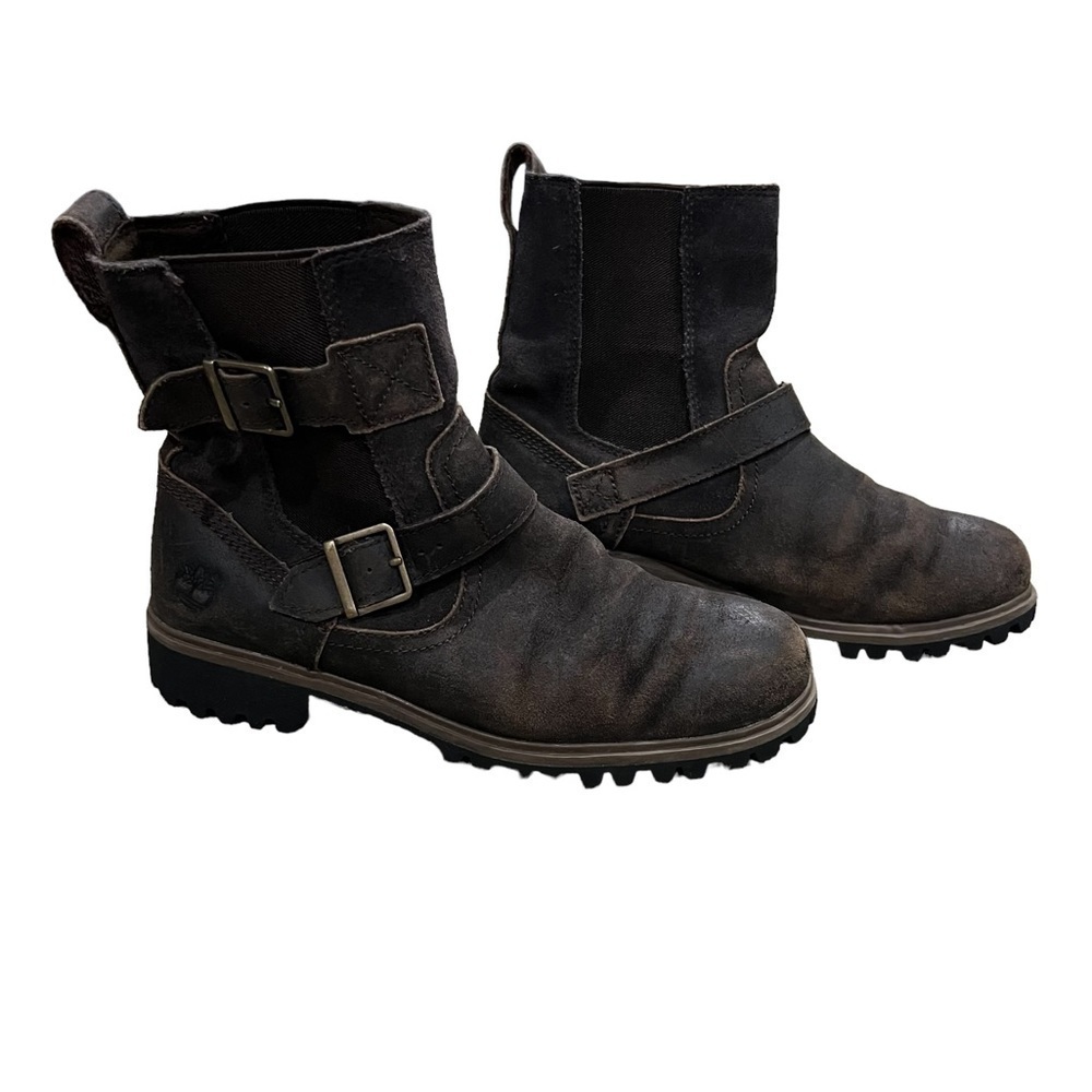 Timberland Brown Wheelwright Mid Pull-On Ankle Moto Boots Size 8 Women's